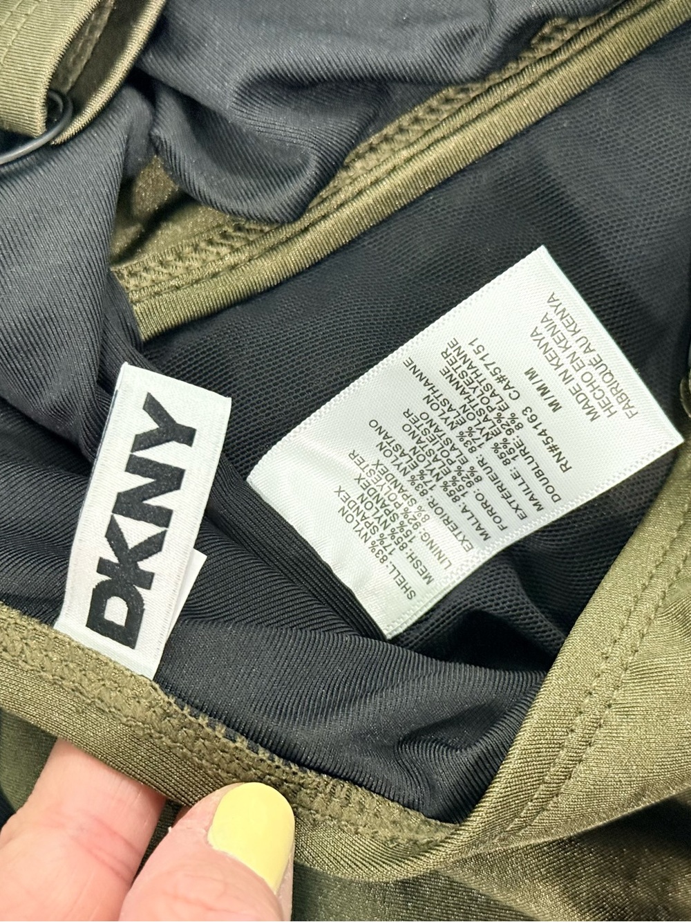 DKNY WOMENS Olive Green Twist-Front One-Piece Swimsuit medium NWT - Picture 13 of 16